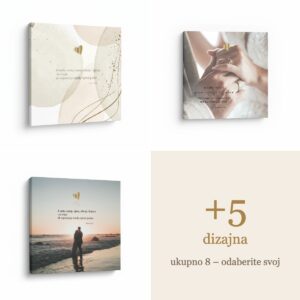 Angellum citat na platnu – “A sada: ostaju vjera, ufanje i ljubav – to troje – ali najveća je među njima ljubav.” (1 Kor 13, 13)