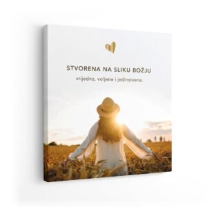 Angellum citat na platnu - “Stvorena na sliku Božju - vrijedna, voljena, jedinstvena" #0495