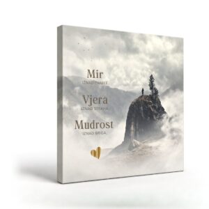 Angellum citat na platnu – Mir iznad panike. Vjera iznad straha. Mudrost iznad briga. #0487